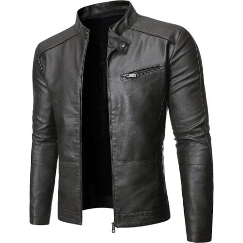 Fashion Men Leather Slim Motorcycle Jackets Overcoat Outerwear Windproof Coat Clothes Casual Parkas Thicken Masculina Erkek