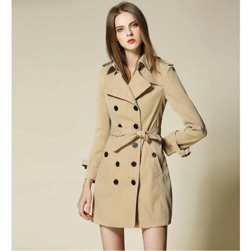 New 2018 Burdully Trench coat for women B brand factory good price classic British Style trench Mid long female elegant overcoat