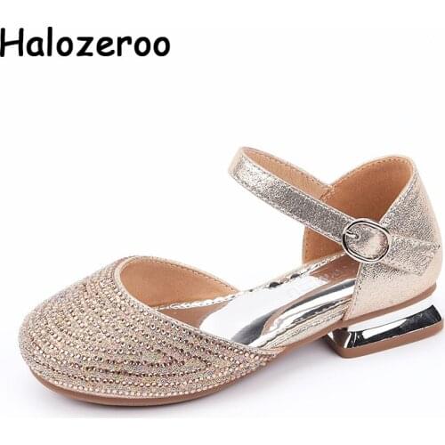 2021 Spring Kids Princess Shoes Baby Girls Brand Dress Shoes Children Rhinestone Shoes Silver Heels Soft Shoes Mary Jane New