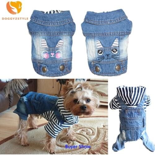Dog Clothes Denim jacket Fashion Pet Vest Cowboy Clothing For Yorkshire Chihuahua Teddy Dogs Cat Coat Jeans New DOGGYZSTYLE