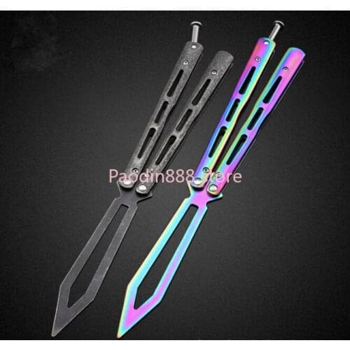 Jl28 Butterfly Trainer Knife Steel Handle Outdoor Camping Hunting Knife EDC Pocket Knife Free-swinging Not Sharp Knife