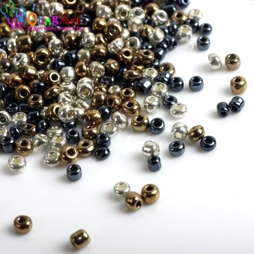 OlingArt AAA 2MM 5400pcs/bag Metal mixed multicolor Czech Glass Seed beads Spacer women necklace DIY jewelry making