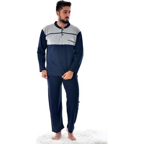 Pemilo Male 825 Long-Sleeve Ringelli Pajamas set Navy Blue