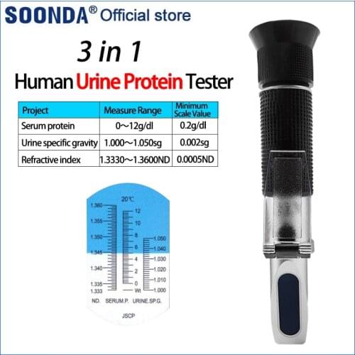 Human Urine Protein Tester Tools Measurer Refractometer 0-12g/dl Serum Protein 1.000-1.050sg Urine Specific Gravity Meter Tester
