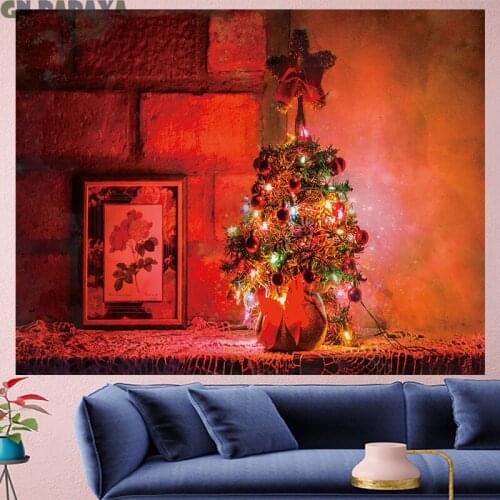 Christmas Tapestry cute Wall Hanging festival fashion style building goblen Home Decor kids room red Christmas tree wall towel