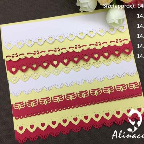 AlinaCraft METAL CUTTING DIES 6pc heart dot lace border edge Scrapbooking papercraft card album punch stencil art cutter die cut