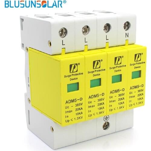 50 pieces / lot 4P 20KA 110V 220V 380V AC Din Rail SPD Home Power System Anti-lightning Voltage Surge Protective Device