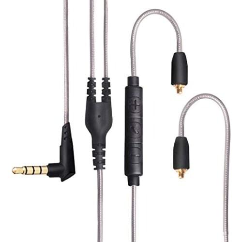 OKCSC MMCX Connect Cables with Mic Button Control Earphone Aftermarket Cords 3.5mm Audio Plug for SHURE SE535 WESTONE W60/W80