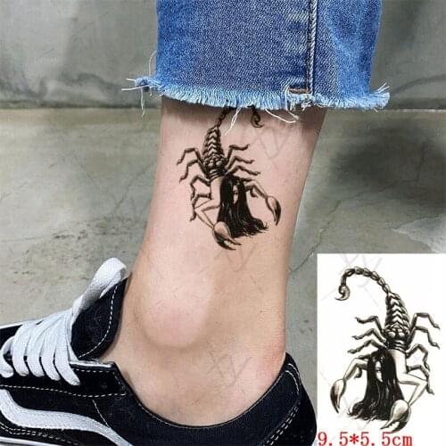 Waterproof Temporary Tattoo Sticker Black Beauty Scorpion Element Small Size The Body Art Flash Tatoo Fake Tatto for Woman Men