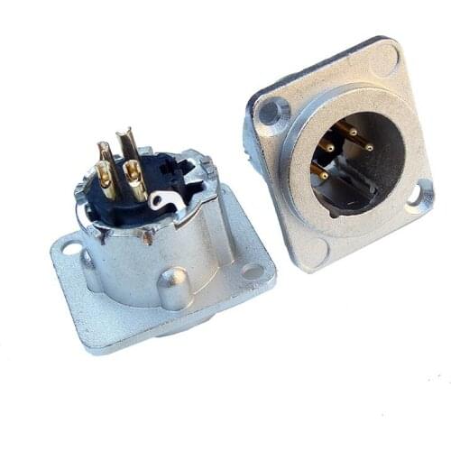 High quailty 2pcs / lot NC4MD-LX 4 Pole XLR Connector Fitting Male with 4pin gold