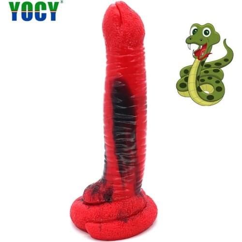 YOCY huge head dildo animal snake silicone butt plugs erotic anus massager sex products red black dick gay sex toy for women men