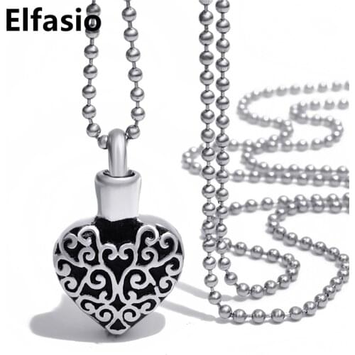 Womens Stainless Steel Pendant Chain Flower Heart Cremation Keepsake Memorial Urn Necklace Jewelry UP003