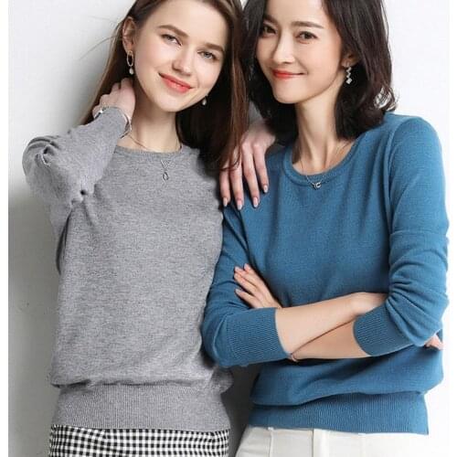 2021 Spring Autumn O-Neck Women Pullover Sweater Soild Vintage Sweterek Damski Long Sleeve Jumper Pullovers Femme woman sweaters