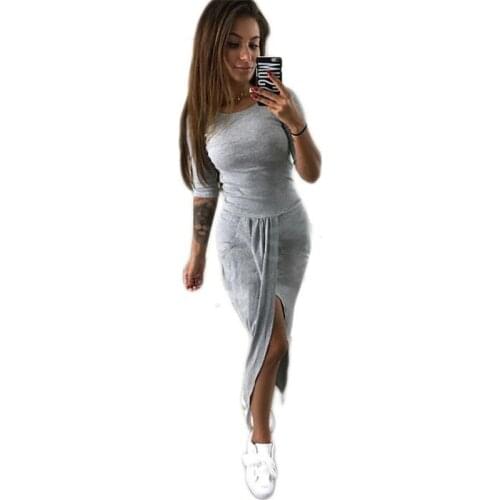 New Autumn Side Split Sexy Party Slim Dress Evening Winter Women Maxi Long Casual 3/4 Sleeve Vestidos Tunic Vestido De Festa