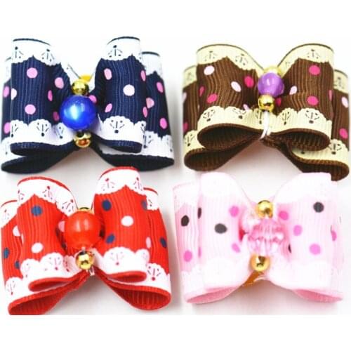 20/50/100pcs /set handmade high quality pet grooming hair accessories ribbon elastic bands hair bows for pet dog puppy kitten