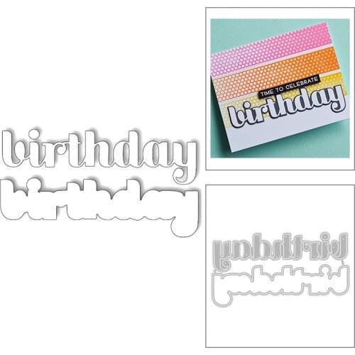 2020 New English Words Birthday and Silhouette Metal Cutting Dies For Cut Paper Craft Making Greeting Card Scrapbooking NO Stamp