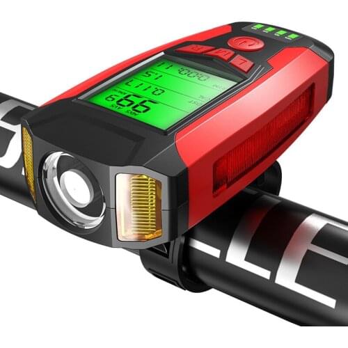 3-in-1 350LM COB Bike Light USB Horn Lamp Speed Meter LCD Screen 5-Modes Waterproof Bicycle Headlight With Horn