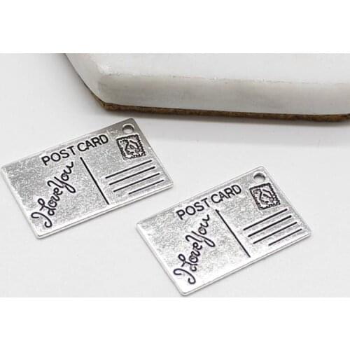 6pcs vintage stamp 16*26mm envelope Tibetan silver alloy DIY jewelry accessories