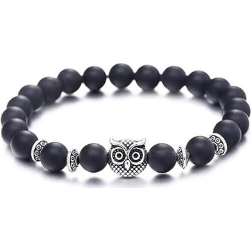 8mm black multicolor nature Agate Onyx Chakra Healing Reiki Buddha Yoga Bracelet elastic adjustable Volcanic Stone Bangles 4f42