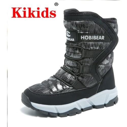 Kikis Boots Children Snow Boots For Boys Sneakers Winter Snow Boots Sport Fashion Winter New Leather Children Shoes Kid Shoes