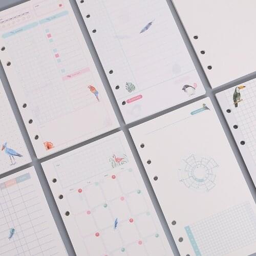 A5 A6 A7 filler papers 6 hole loose-leaf colourful inside paper monthly plan todo list dot line dairy gird notebook kraft paper