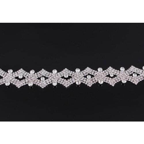 10Yards Bridal Rhinestones Chain Fashion DIY Collar Trim Silver Gold Decorative Chain Crystal Gemstone Crystal Wedding Decor