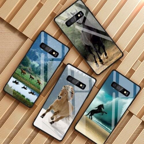 Horse Animal Running Tempered Glass Phone Case For Samsung Galaxy S8 S9 S10 S20 PLUS J6 J8 2018 NOTE 8 9 10 Cover Shell