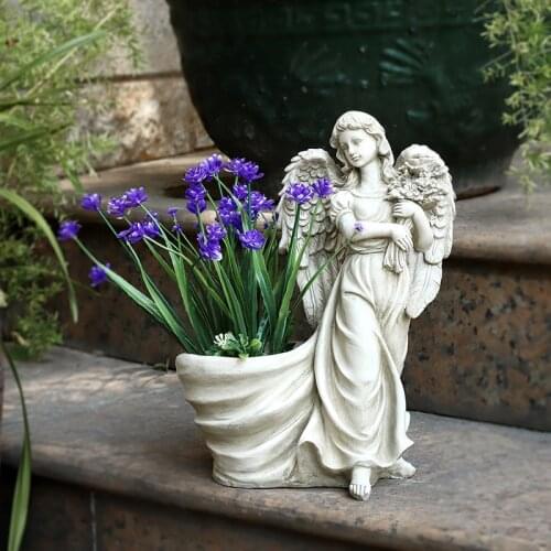 European Garden Angel Girl Flower Pot Ornaments Home Decoration Courtyard Outdoor Landscape Resin Crafts