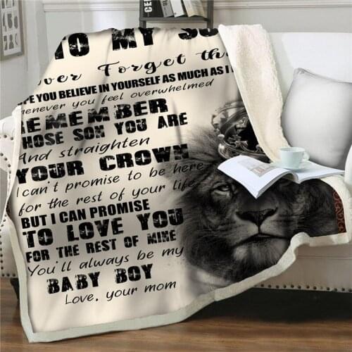 Letter to My Son Fleece Blanket Home Bedding Sofa Couch Quilt cover Kids Soft Blankets Plush soft Throw Blanket Sherpa Bedspread