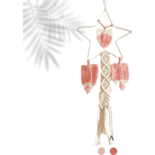 Ins Five-pointed Star Pink Leaf Tapestry Nordic Style Childrens Room Wall Decoration Room Kawaii Ornaments