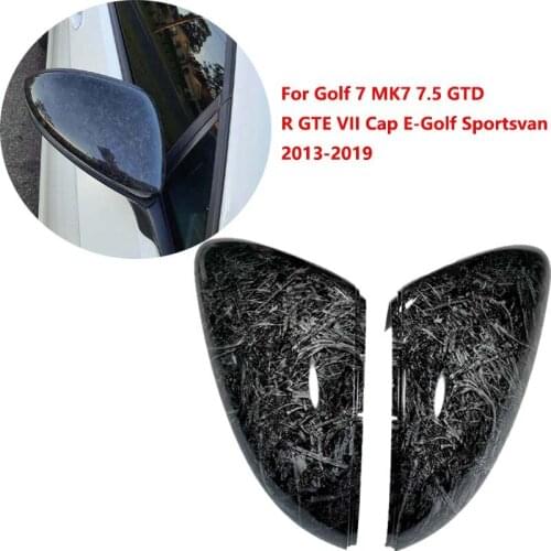 For Golf 7 MK7 7.5 GTD R GTE E-Golf Sportsvan 2013~2019 Car Forged Carbon Pattern Side Wing Mirror Cover Rearview Mirror Caps