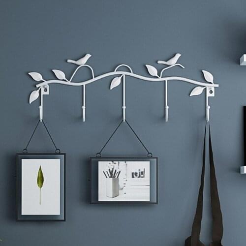Creative Leaf Bird Hook Wall Hook Room Decoration Accessories Wall Shelf Storage Rack Organizers Storage Cute Room Decor Kitchen