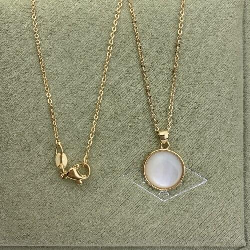 Round Coin Pendant Choker Necklace For Women Dainty Natural White Mother of Pearl Shell Girl Gift Jewelry