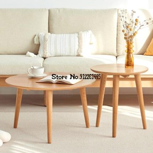 Nordic solid wood round combination coffee table simple modern small apartment living room small coffee table