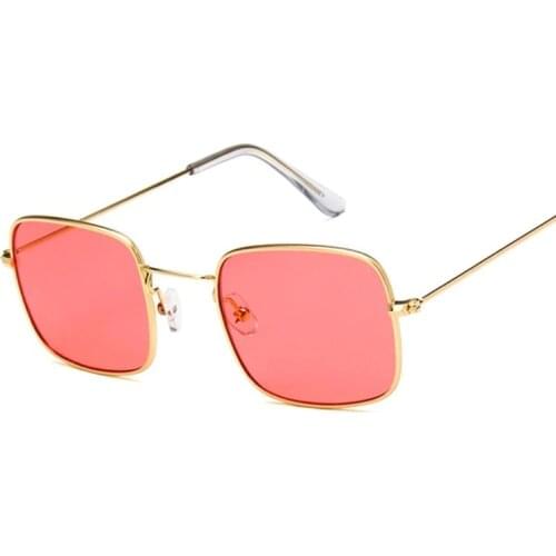 Metal Frame Square Sunglasses Small-frame Vintage Sun Glasses Female Ocean Blue Pink Clear Sunglass For Women Retro Eyeglasses
