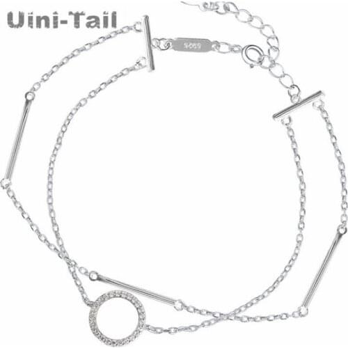 Uini-Tail hot new 925 sterling silver simple design circle shiny double bracelet personality fashion trend high quality jewelry