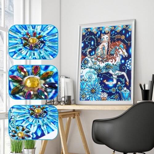 Horse Diamond Embroidery Cat Special Shape Rhinestone 5D Diamond Painting Animal Mosaic Crystal Set DIY Craft Home Decoration