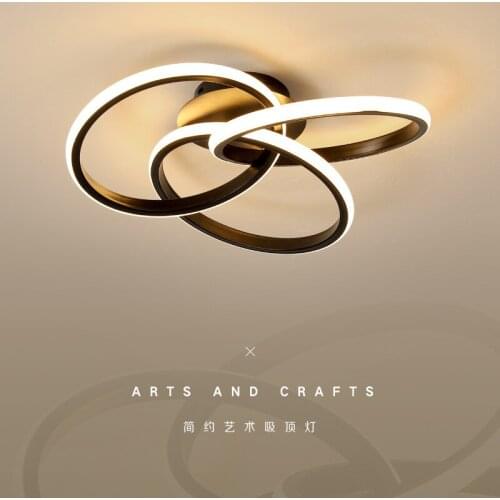 Chandelier Lamp for Bedroom Study Room Home Decoration Black Luster Dimmable Indoor Circle Ceiling Light Fixture