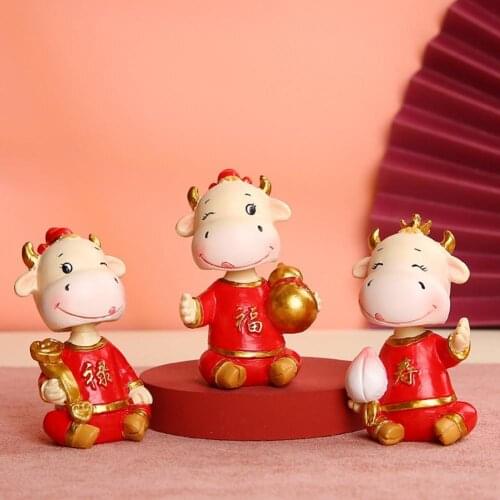 Statue Model Creatve Delicate Ox Shaped Resin Doll for Gift Home Car Ornament