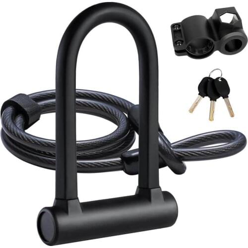 Strong Security U Lock with Steel Cable Bike Lock Combination Anti-theft Bicycle Bike Accessories for MTB,Road,Motorcycle,Chain
