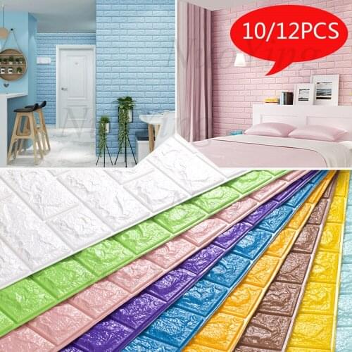 3D Wall Stickers Imitation Brick Bedroom Decor Panel Self-adhesive Wallpaper for Living Room Kitchen TV Backdrop Home Decoration