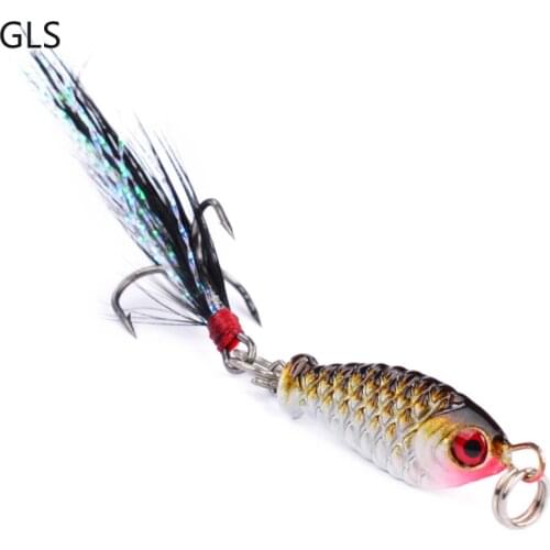 2021 New 2.5cm 5.2g Feathered Metal Fishing Lure Artificial Wobbler Hard Bait 3D Eyes Realistic Body Fake Bait