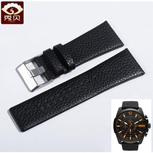 New Genuine Leather Watchband With Pin Buckle Black Smooth Calfskin Strap for Diesel Watch 22mm 24mm 26mm 28mm 30mm Free tools