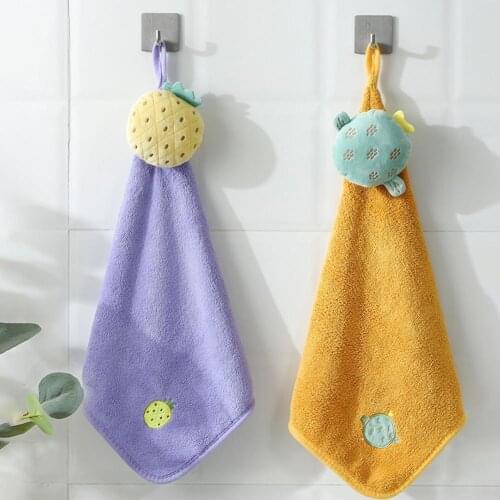 Hanging hand towel thickening cartoon hanging strong absorbent cute hand towel washing hanging rag kitchen bathroom household
