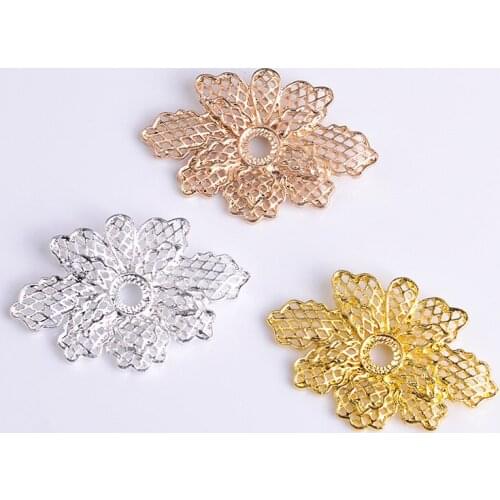 10pcs 34x50mm Metal Alloy Hollow Flowers Connector DIY Handmade Accessories For Jewelry Making
