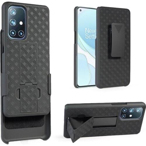 Rugged dual layer weave pattern holster combo phone case for Moto G power 2021 with kickstand