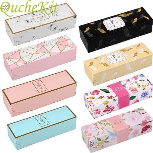 20pcs Rectangular Marbling Cardboard Gift Box Black Plume Paper Packaging Boxes Chirstmas Thank You Cake Chocolate Paper Boxes