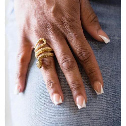 Retro Punk Snake Ring for Men Women Exaggerated Antique Siver Color Fashion Personality Stereoscopic Opening Adjustable Rings