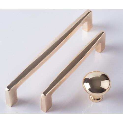 Zinc Alloy Bright Gold Cabinet Pulls Light Luxury Stylish Kitchen Handles for Furniture Drawer Knobs Cabinet Hardware