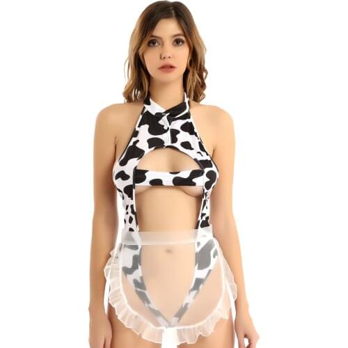 Sexy Lingerie Erotic Maid Sex Cosplay Costume for Womens Girls High Cut Thong Leotard Bodysuit Hollow Out Japanese Underwear